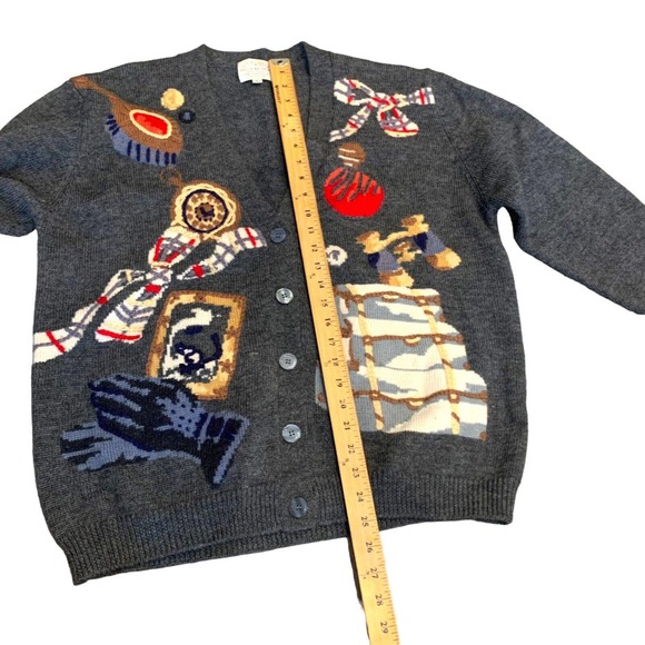 Susan Bristol VTG 1993 Hand Embroidered Wool Christmas Cardigan Sweater Womens L - Picture 11 of 12